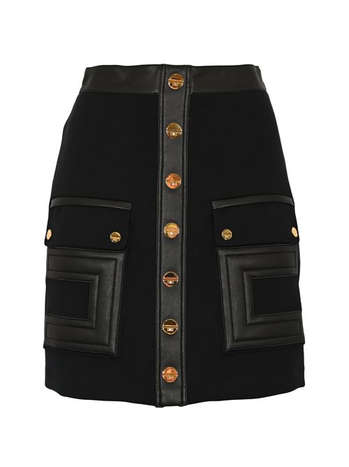 Mini gonna in doppio crêpe con dettagli logo Elisabetta Franchi | GO12057E2110